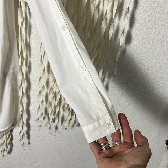 Lafayette 148 White Long Sleeve Button Down Button Accent Along Sleeve Size XS - Picture 7 of 13